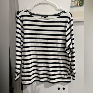 Classic J Crew navy striped top - Size M. 100% cotton.